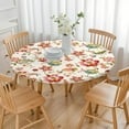 thumbnail image 3 of Floral Design Round Tablecloth with Elastic Hem, Durable Water-Resistant Polyester for 44-52 Inch Tables, Perfect for Garden or Dining Rooms, 3 of 7