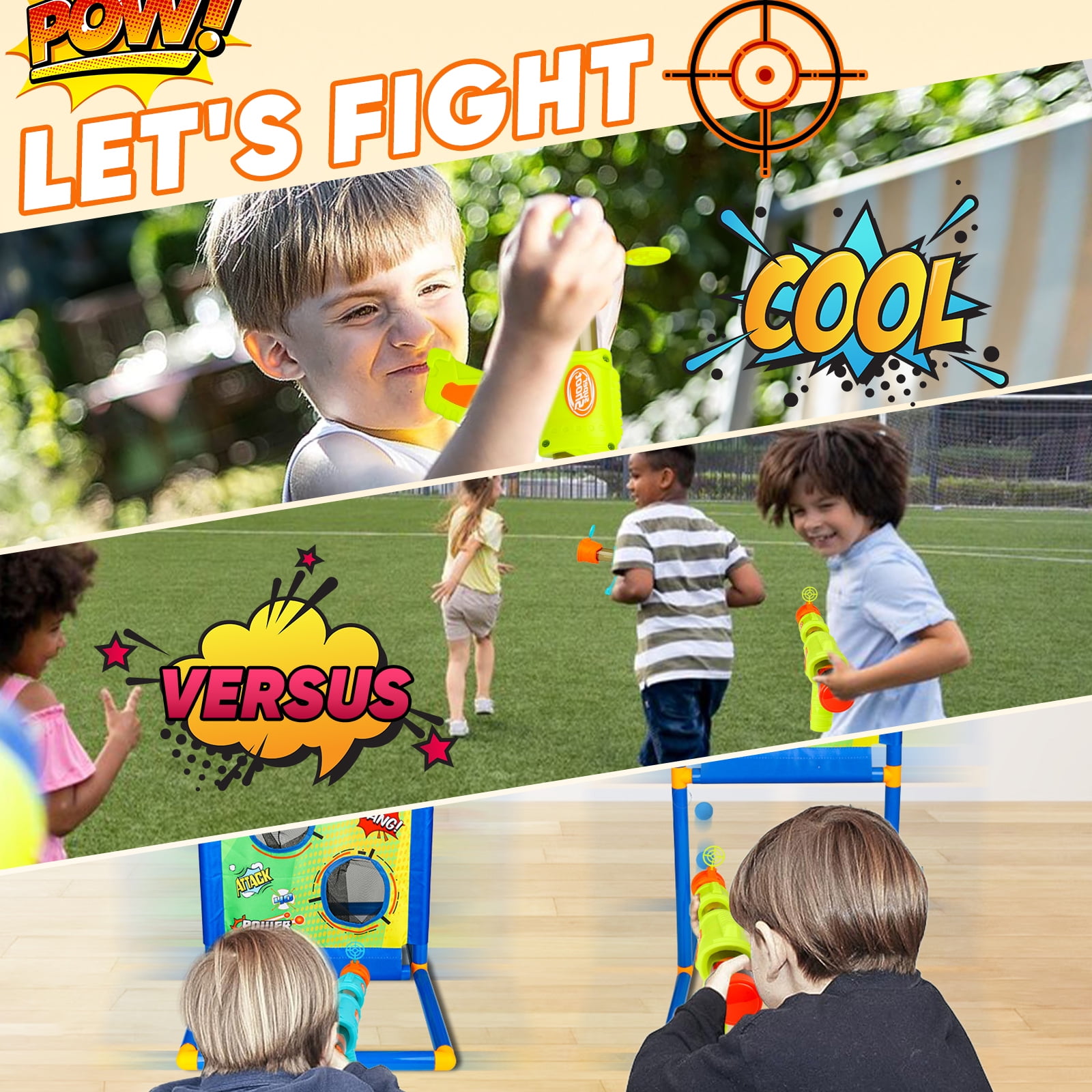 Carsky Shooting Game Toy for Kids Age 6-12 , 2 Air Pump & Shooting Target & 48 Foam, Indoor&Outdoor Play- Ideal Christmas Birthday Toy Gift for Boys 3+