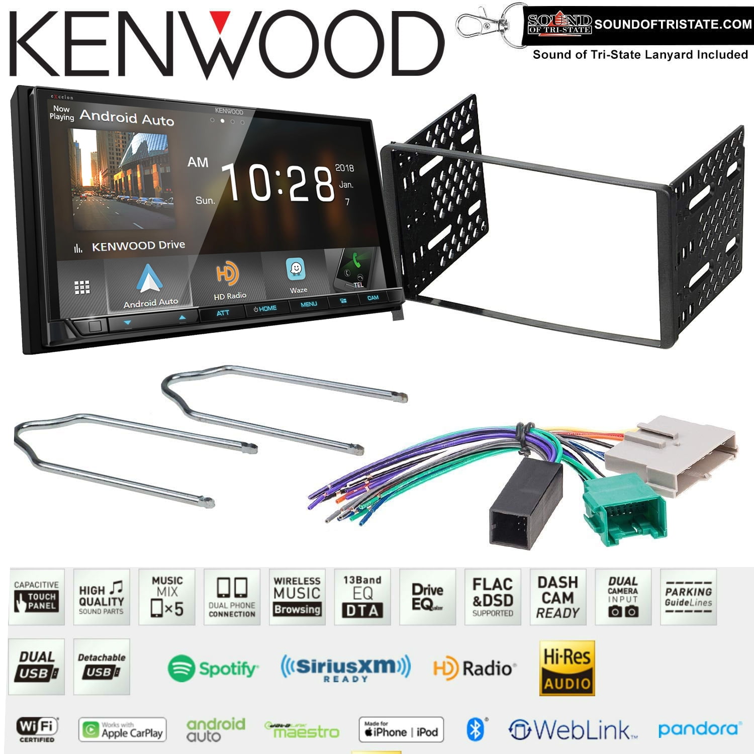 Kenwood DMX905S 6.95" Digital Media Receiver with Install Kit Fits 19951997 Ford Explorer, Ford
