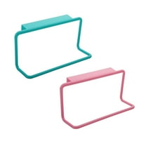 unbranded 2pcs Door Back Single Towel Rack Kitchen Seamless Cloth Rag Hanger Bathroom Towel Hanging Shelf (Pink and Blue for Each 1pc)