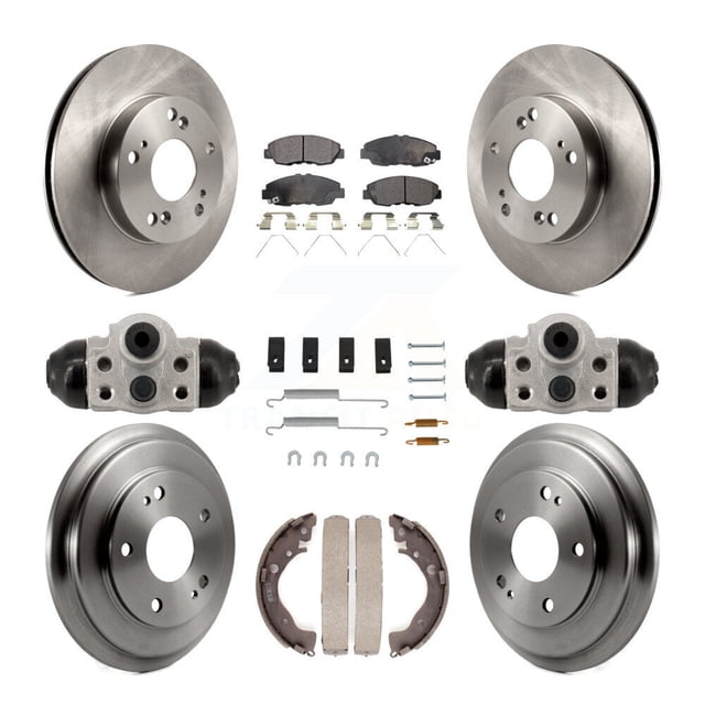 Transit Auto Front Rear Disc Brake Rotors Ceramic Pads and Drum Kit (9Pc) for Car Honda Civic K8T-104819