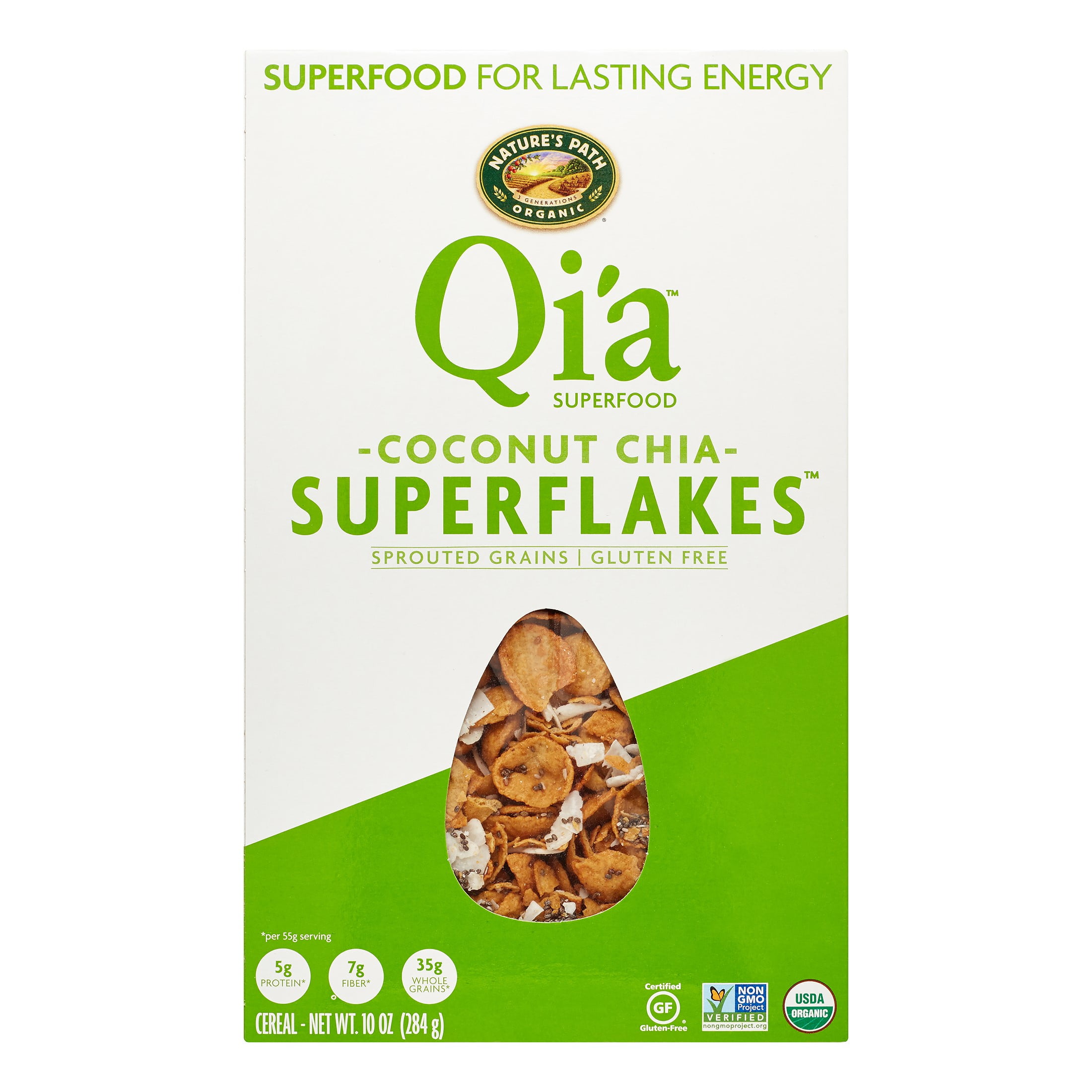 Nature's Path Organic Qia Superflakes Cereal, Coconut Chia, 10 Oz