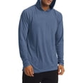 thumbnail image 5 of LEKWK Mens Sun Protection Shirt Long Sleeve Hooded Lightweight Quick Dry Pullover with Thumb Holes Soft Stretch Casual Workout Fishing Hiking Travel Athletic Tops Shirts Tees Navy M, 5 of 6