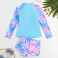 thumbnail image 6 of IVEYRTF Girls 2PC Swimsuit Printed Quick Dry Sun Protection Swimsuit Long Sleeve and Shorts for Swimming Training Beach Activities Comfort Fit Performance Wear(Blue,14 Years), 6 of 8