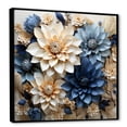 thumbnail image 2 of Designart "Symphonic Harmony Of White And Blue Dahlias I" Dahlia Floater Framed Canvas Art Print, 2 of 5