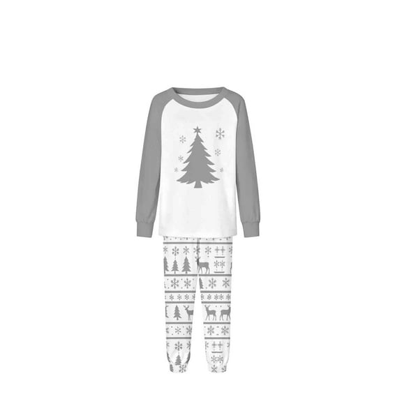 Zwiiyzr Family Christmas Pajamas Matching Sets for Kids Boys Girls Christmas Fashion Cute Lattice Print Long Sleeved Jumpsuit Family Parent-Child Wear Kid Gray-Kids