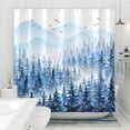 thumbnail image 4 of Christmas Shower Curtain Set Winter Misty Forest Waterproof Fabric Shower Curtains for Bathroom Blue White Nature Snowflake Xmas Tree Mountain Bath Curtain Decor (Ice Blue,72"x 72"), 4 of 6