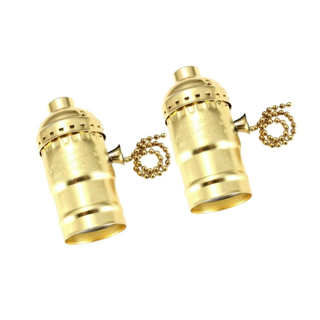 RENACLIPY 2Pcs Retro Golden Lamp Holder Aluminum Light Base Compatible with E26 Bulbs for Home Use