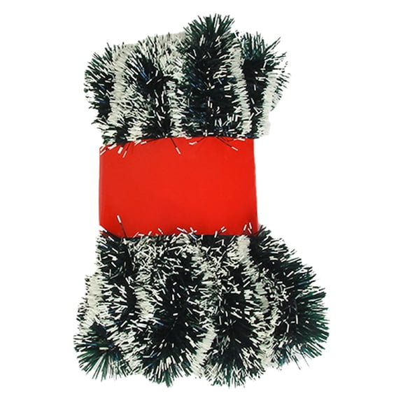 16.4FT Christmas Tinsel Garland,Shiny Metallic Foil Decorations for Front Door Mantle Fireplace,Parade Floats,Christmas Tree,New Year Parties,Birthday Party,Indoor Outdoor Party Supplies(Green white)