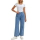 thumbnail image 2 of Jeans de pierna ancha para mujer, de cintura alta, estilo casual Y2K, jeans rectos de mezclilla a rayas, color azul claro, 2 of 6
