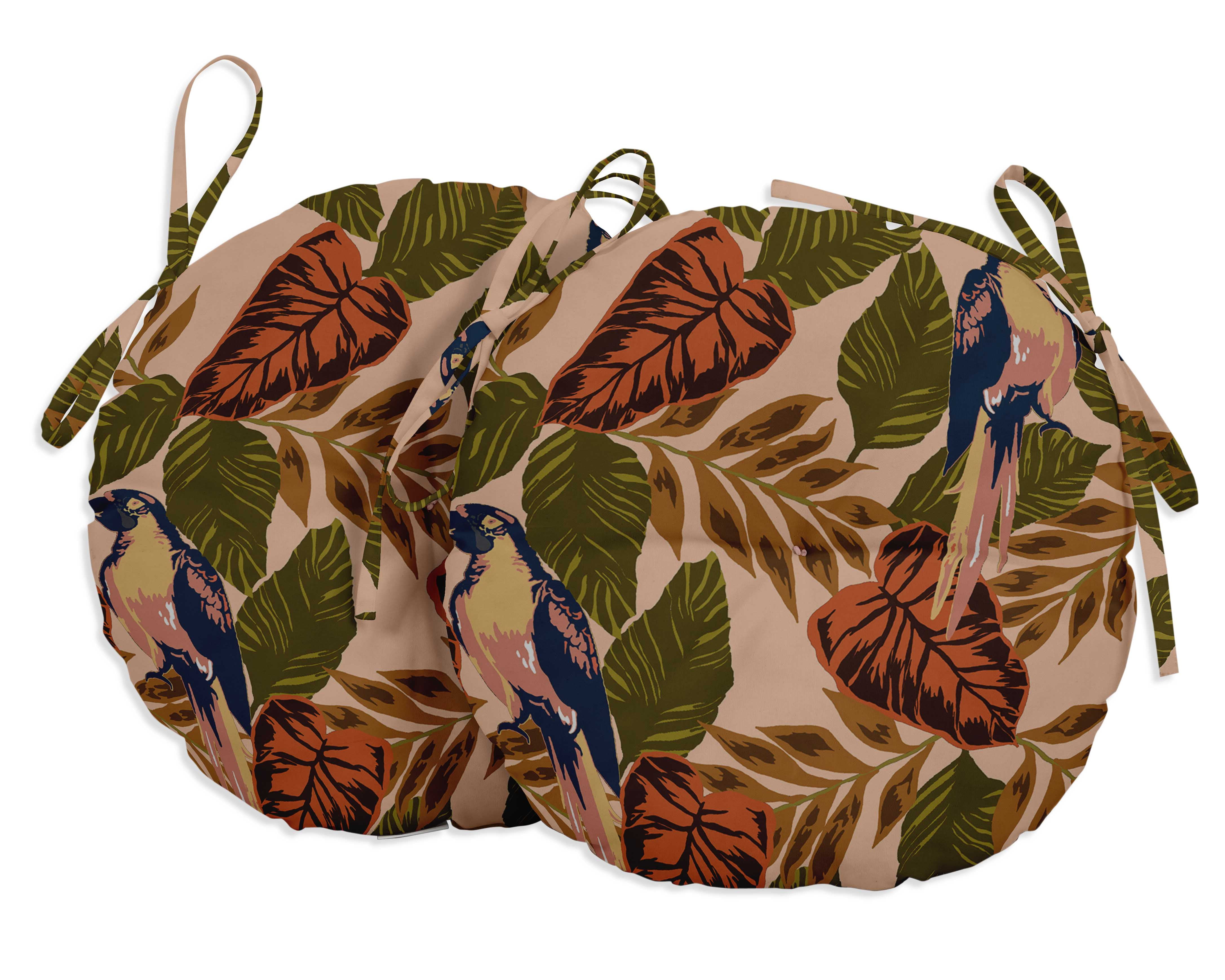 Vargottam Indoor/Outdoor Round Bistro Chair Cushions Block Print 15