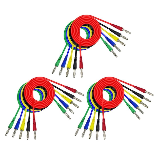 3x Juego de Línea de Prueba de Cable de Prueba a de Conector Banana a Banana de 5 Piezas de 4 Mm (1M) Soledad Cable de prueba de conector banana