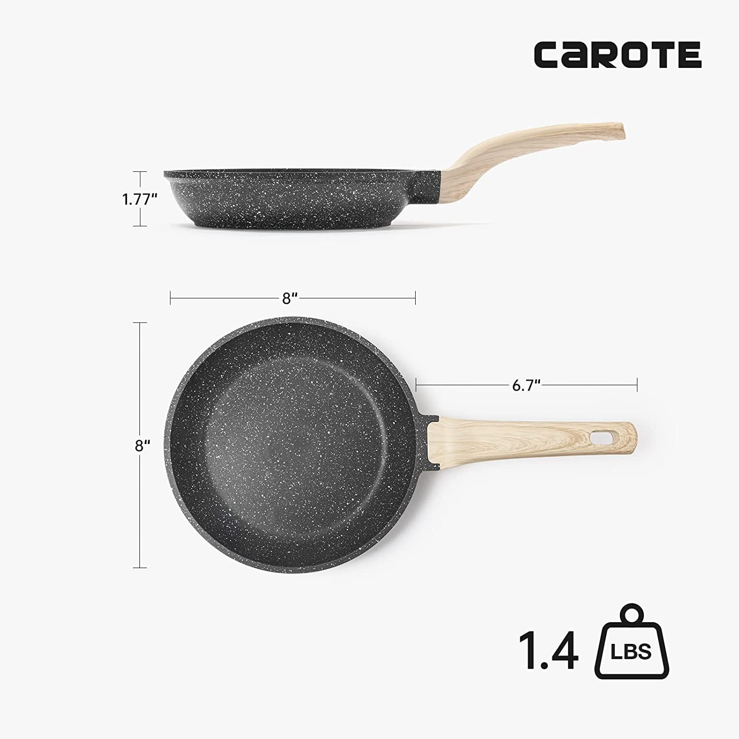 YBM Home OT8 Classic NonStick Frying Pan Skillet (PTFE and PFOA Free)  Non-Stick Teflon Coating Cookware with Riveted Handle, Scratch Resistant  and