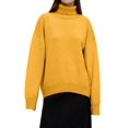 thumbnail image 2 of Women'S Sweater Fall Winter Chunky Knitted Pullover Ribbing Hem Trendy Basic Jumper Top Yellow M, 2 of 9