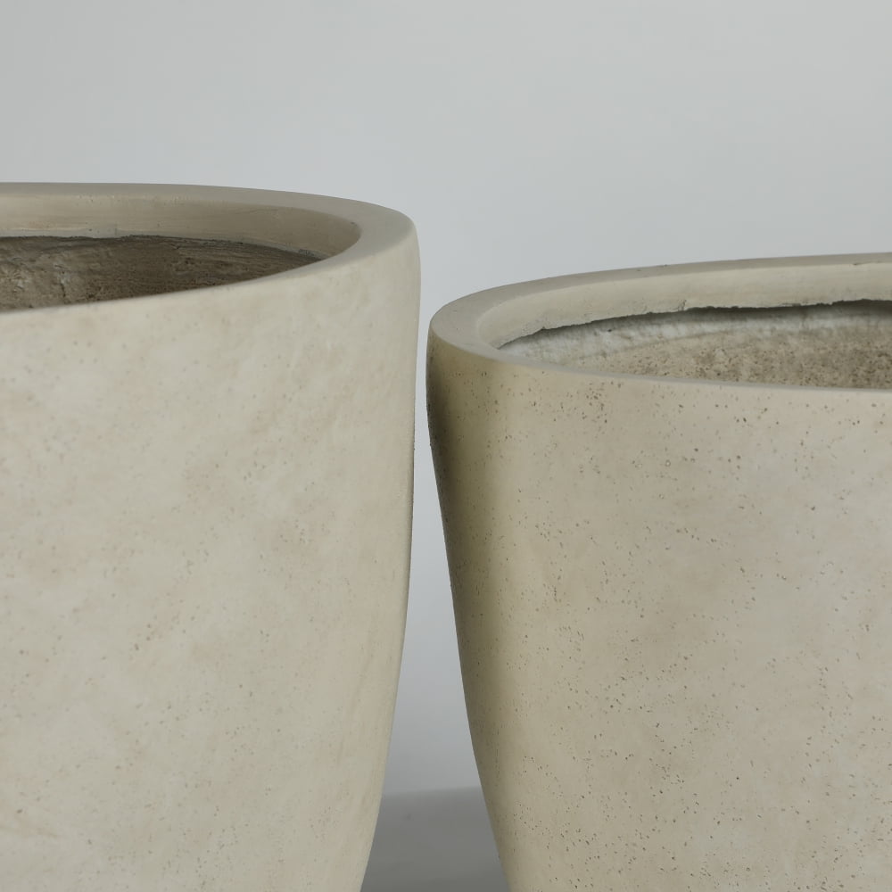 NOBOLEA 2Pcs Round Concrete Planter, Large Indoor/Outdoor Flower Pots with Drainage Hole for Plants for Home Garden Patio, 13" x 13" & 16" x 16"