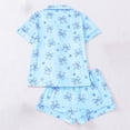 thumbnail image 5 of FASHOFT Valentines Pajamas for Women Set Bow Printing Button Up Pjs Short Sleeve Ruffle Sleepwear Notch Collar Bride Soft Comfy Pj Lounge Sets Blue S, 5 of 9