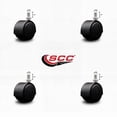 thumbnail image 2 of 2 Inch Black Metal Hood Twin Wheel Caster Nylon Wheels 3/8 Thread Stem Set of 4, 2 of 2