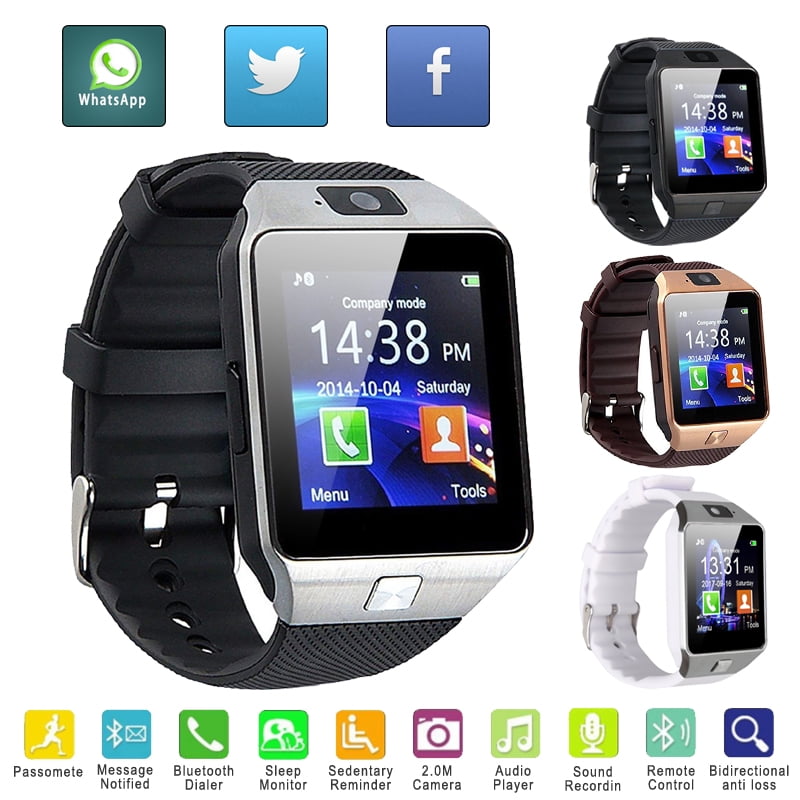 Brand Fashion Bluetooth Smart Watch Phone Camer For Android IOS System Silver - Walmart.com