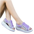thumbnail image 4 of HAOTAGS Casual Walking Sandals for Ladies Platform Breathable Summer Wedge Sandals Purple Size 5.5, 4 of 5