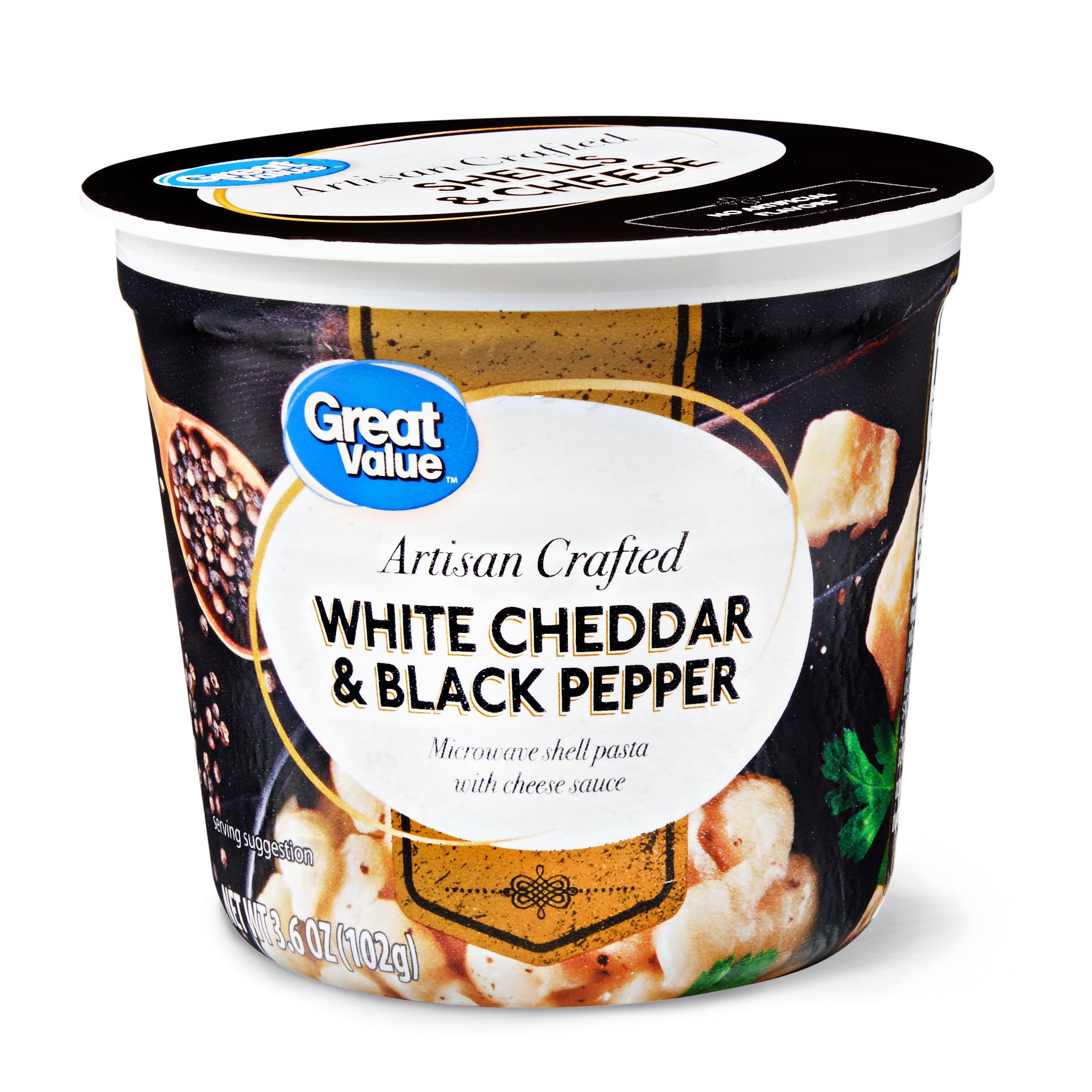 Great Value Artisan Crafted Macaroni and Cheese, White Cheddar & Black Pepper, 3.6 oz