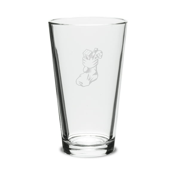 Stocking Deep Etched 16oz Pub Glass