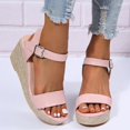 thumbnail image 5 of Cathalem Fashion Spring And Summer Women Sandals Wedge Heel Animal Pattern Buckle Espadrille Pink 39, 5 of 5