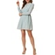 thumbnail image 1 of Vestido de fiesta de mujer Inspire Chic con escote en V, mangas largas, falda acampanada en color verde guisante con estrellas doradas, talla L, 1 of 6