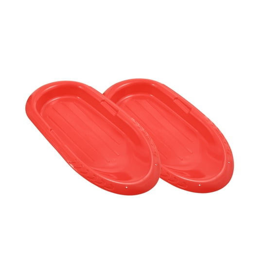 Superio Pack of 2 Toboggan Snow Sleds for Kids and Adults, 36" Heavy Duty Plastic Sliders for 2 Riders with Handles and Holes for Pull Ropes- (Ropes Excluded)