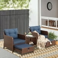thumbnail image 2 of PAOLFOX 5 Piece Patio Wicker Furniture Set with Ottomans,Dark Blue, 2 of 8