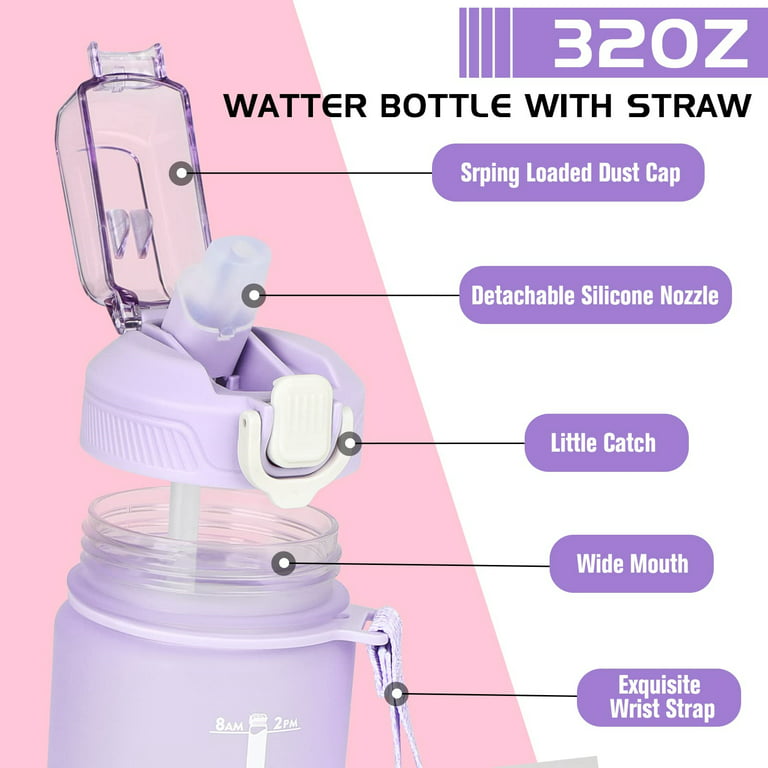 1 litre Motivational Fitness Sport Water Bottle with Straw & Time Maker,  Leak-proof, BPA-free, Tritan, Toxin Free Plastic Drink Bottle Design for  Girls, Boy,Purple 