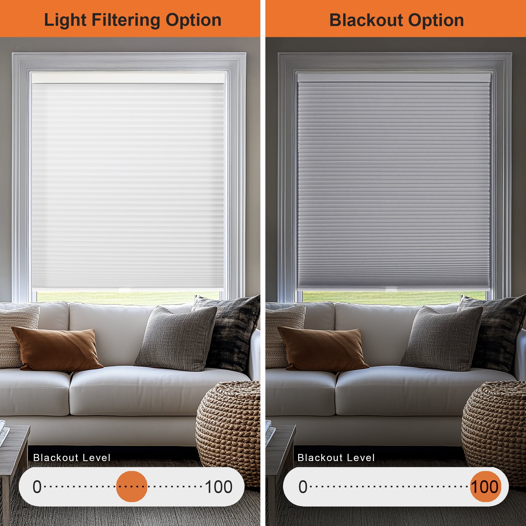 Chicology Cordless Cellular Shade, Morning Mist (Light Filtering), 35"W X 64"H
