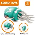 thumbnail image 3 of LED Light-Up & Music Octopus Toy with 8 Tentacles - Auto Obstacle Avoidance, Magic Twisting & Simulated Fishing Game, Green Color, Includes Fishing Rod, ABS Material, Type-C Rechargeable, for Ages, 3 of 6