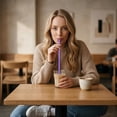 thumbnail image 6 of Eco-Chic Reusable Plastic Straws - 10pc Set in Vibrant Colors for Stylish Sipping（Purple）, 6 of 6