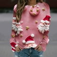 thumbnail image 2 of Bzhegqhd Women's T-shirts Christmas Print Sweatshirts Long Sleeve Round Neck Pullover Top No Hood Loose Fit Casual Fashion Blouse Plush Soft Fleece Fall Winter Tee, 2 of 8