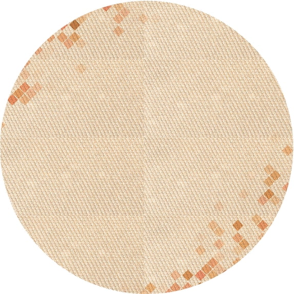 Ahgly Company Indoor Round Patterned Moccasin Beige Area Rugs, 4' Round