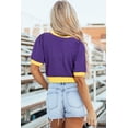 thumbnail image 3 of Ushdele Vibrant Purple Sequin Rugby Sweater | Chic Color Block Design, 3 of 8