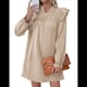 thumbnail image 2 of Vestido de Mujer de Larga con Cuello Alto Holgado y Costuras con Volantes Albaricoque M, 2 of 9
