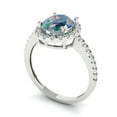 thumbnail image 2 of 2.27 ct Oval Cut Blue Moissanite Halo Engagement Ring for Women in 18K White Gold, 2 of 5