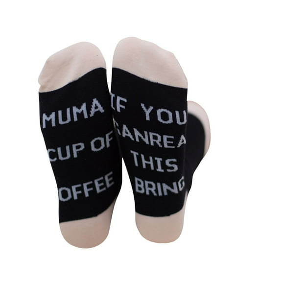 JUUYY Unisex Casual Cotton Sole Letter Middle Tube Socks Comfortable Breathable Sports Socks Black Free Size