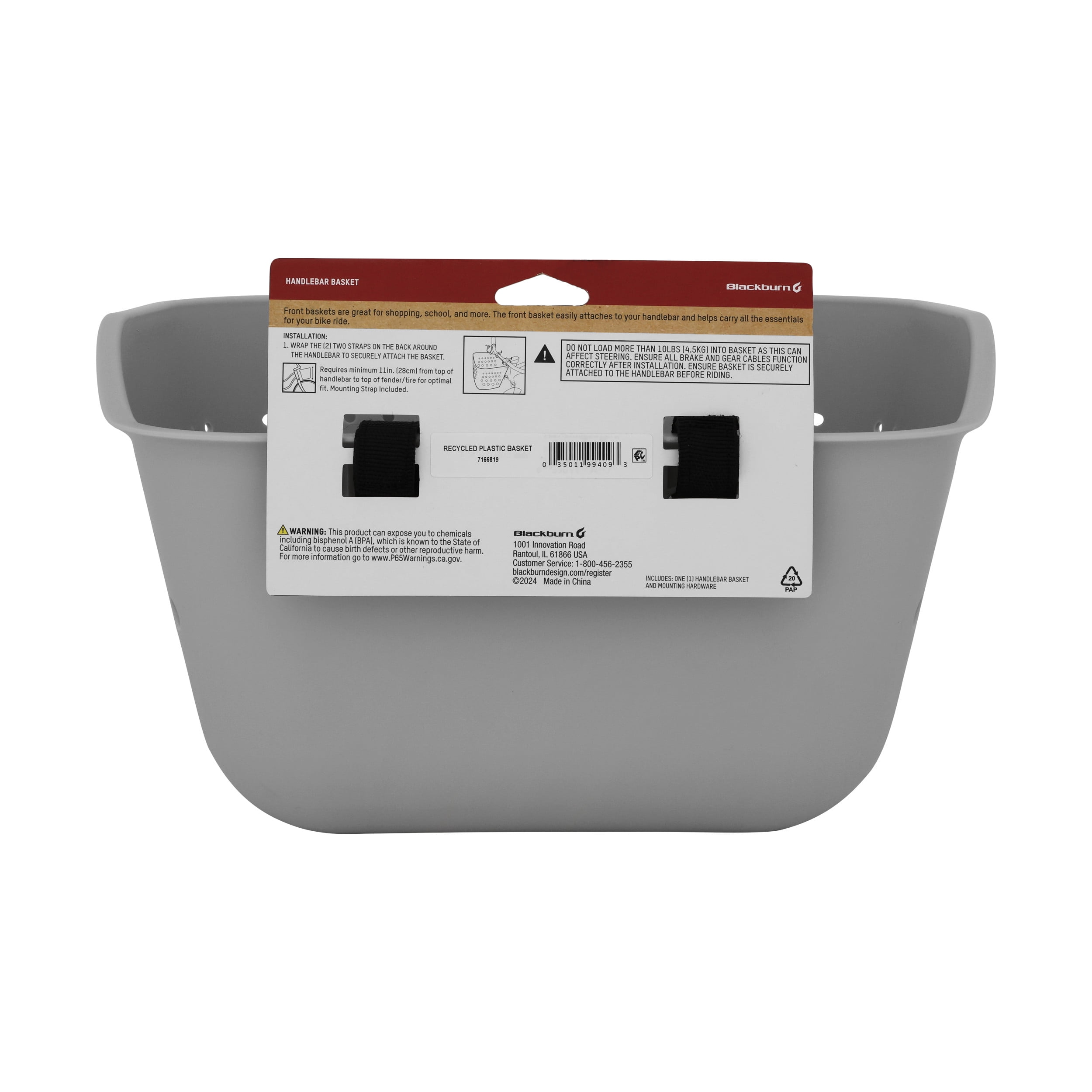 Blackburn Bike Basket, Recycled Plastic, Gray