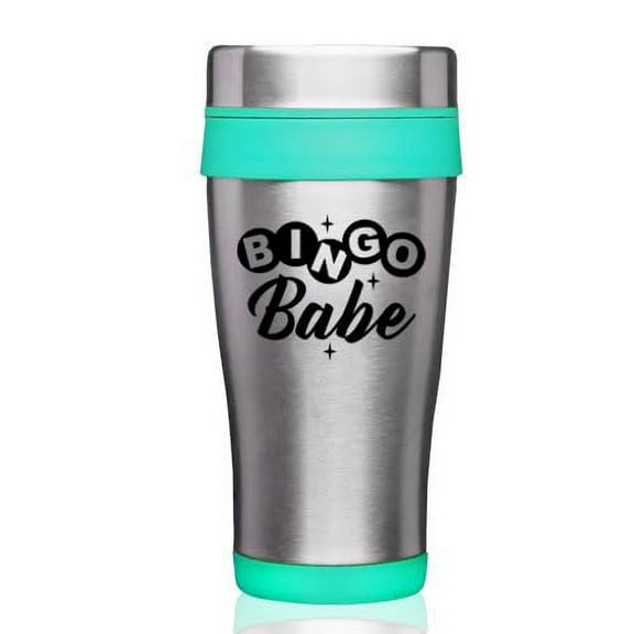16oz Insulated Stainless Steel Travel Mug Coffee Mug Tumbler Bingo Babe (Teal)