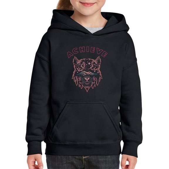 Wolf Head Lineart Hoodie Juniors -Image by Shutterstock, Large