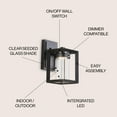 thumbnail image 4 of JONATHAN Y Nate 6.75" Outdoor Modern Cube Seeded Glass/Metal Integrated LED Wall Sconce, Black, 4 of 6