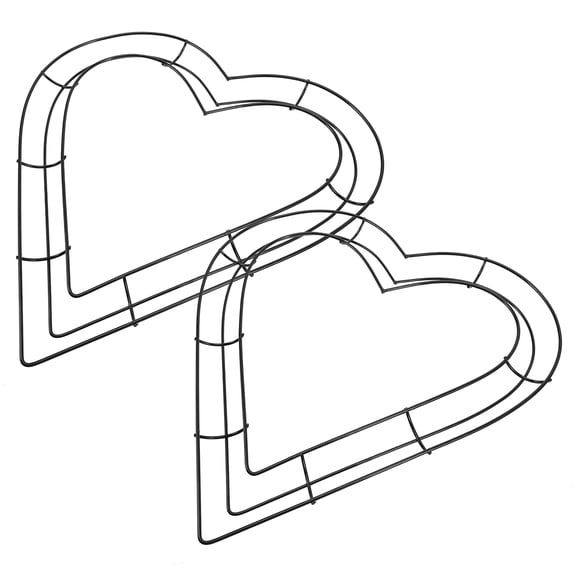UPOUART 2-Pack Metal Heart Wire Wreath Frames for Floral Garlands, Seasonal Home Decor and Craft Projects