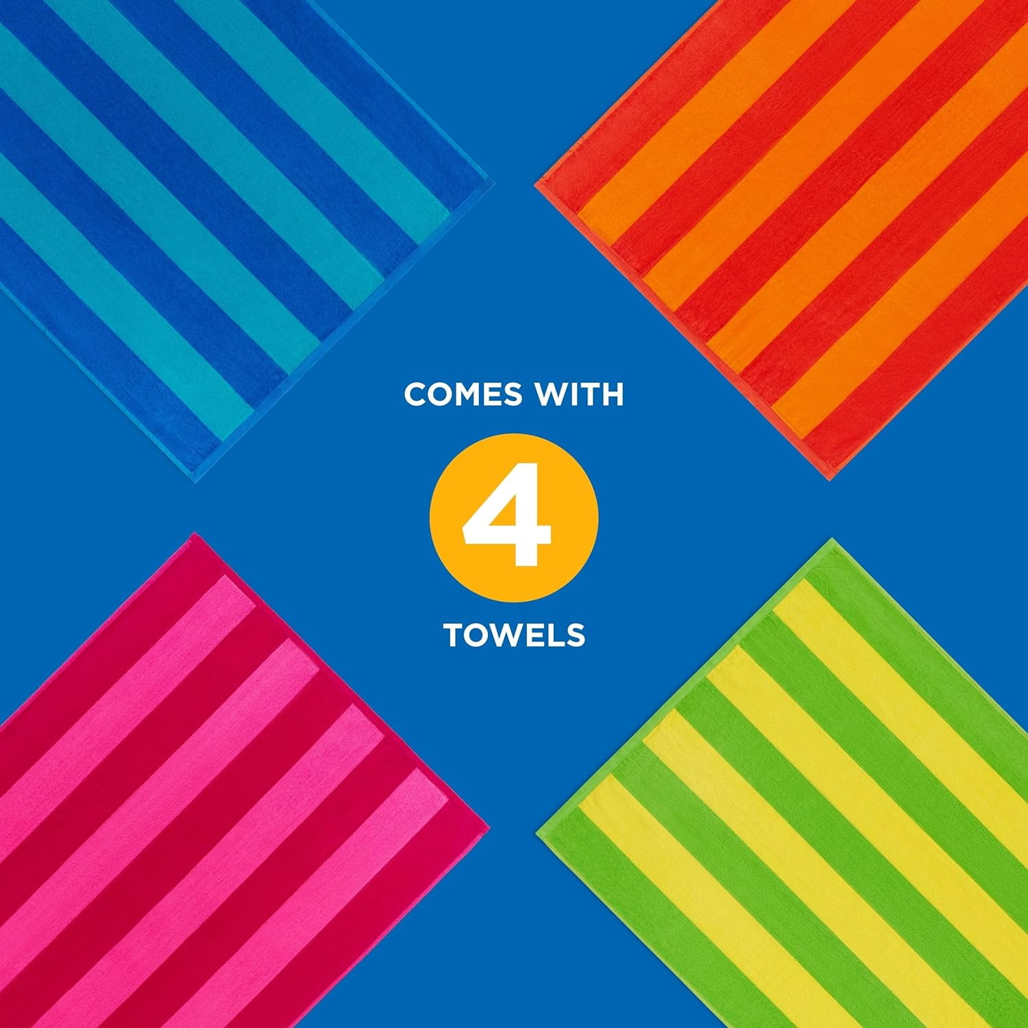 Kaufman - Ultrasoft, Plush ,100% Combed Ring Spun Yarn dye Cotton Velour Tonal Stripe Oversized 30”x60” Highly Absorbent, Quick Dry, Colorful Striped Beach, Pool and Bath Towel. (4)