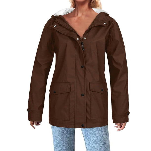 Chaquetas y abrigos casuales con capucha de manga larga, chaqueta impermeable sólida para mujer, chaquetas para exteriores, impermeable con capucha, abrigo a prueba de viento para mujer