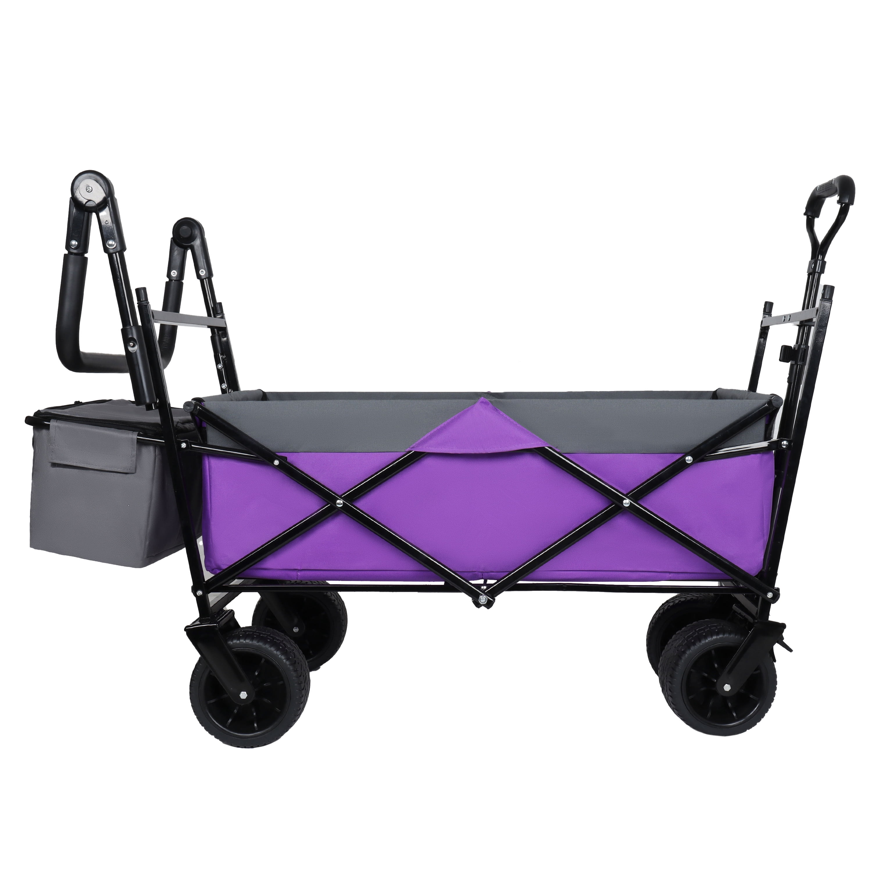 With Push Handle, 480Lbs Collapsible Wagon with Canopy, Wagon cart with 7" All-Terrain Wheels, Large Capacity for Camping, Shopping, Sports, and Garden Use