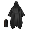 thumbnail image 2 of TtopsQueen Portable Waterproof Hooded Rain Poncho with Dstring Closure Snap Side Buttons, Lightweight Reusable Rain Coat with Matching Storage Bag Black,Free Size, 2 of 4