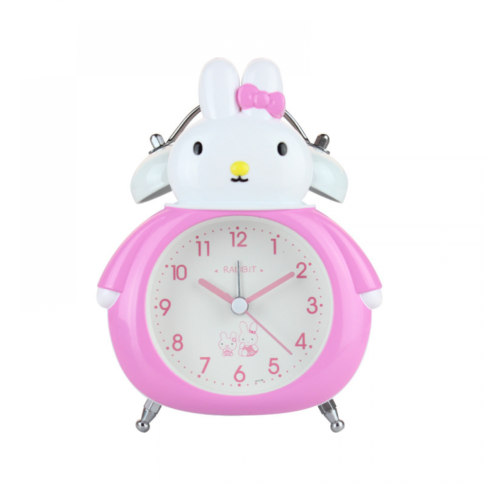 TIMPCV Alarm Clock, Analog Metal Rabbit Alarm Clock , Student Home