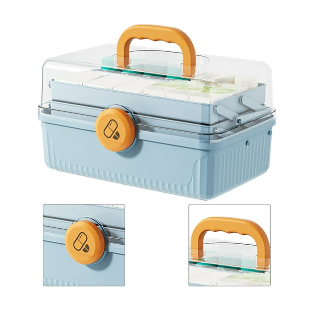 Storage Box, 3 Layer Large Capacity Partitioned Lightweight Water Proof First Aid Kit for Home Outdoor